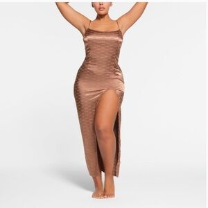 SKIMS RARE! Woven Jacquard Long Slip Dress